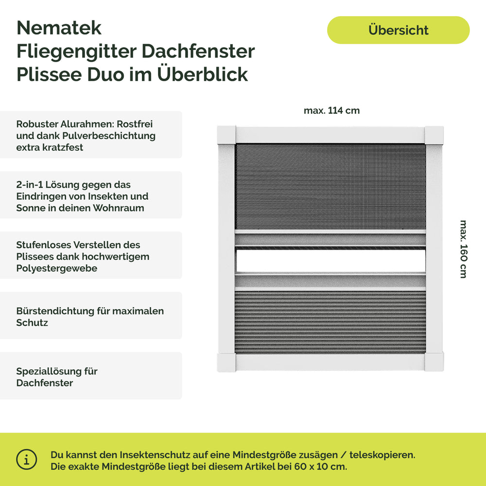 Fliegengitter Dachfenster Plissee Duo